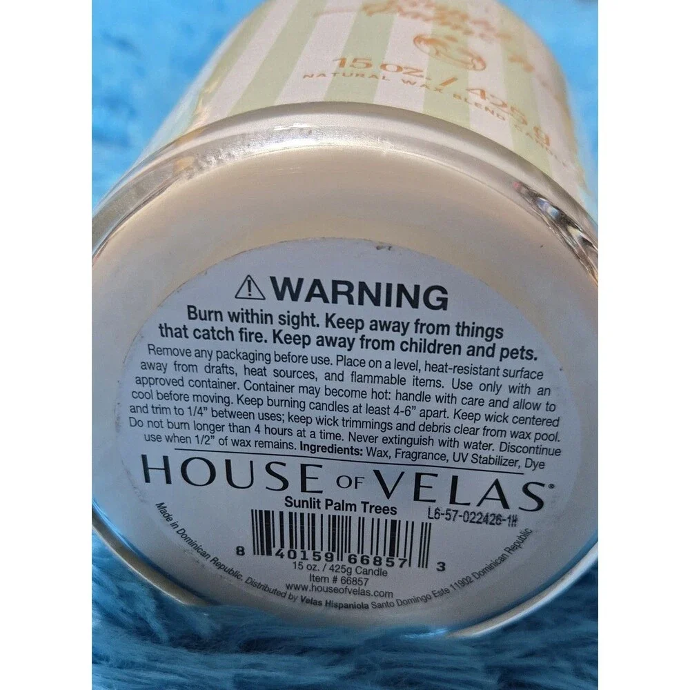 House Of Velas Sunlit Palm Trees Scented Natural Wax Blend 2 wick Candle- 15oz